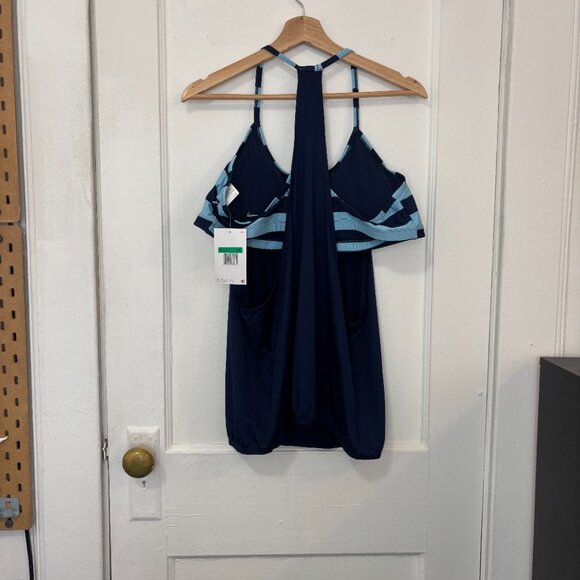 NWT Nike Women's Navy Striped Racerback Layered Tankini Swimsuit Top, Size XL - Picture 4 of 13